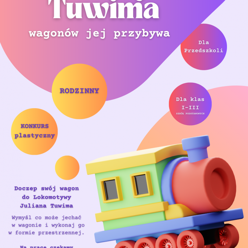 Grafika 1: Rodzinny konkurs na stworzenie wagonu inspirowanego wierszem "Lokomotywa" J.Tuwima