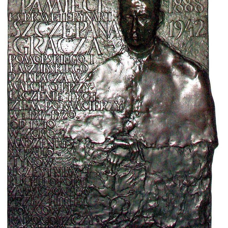 Tablica poświęcona ks. Szczepanowi Graczowi - w kościele św. Jakuba Ap. W Lęborku. Fot. K.Falcman