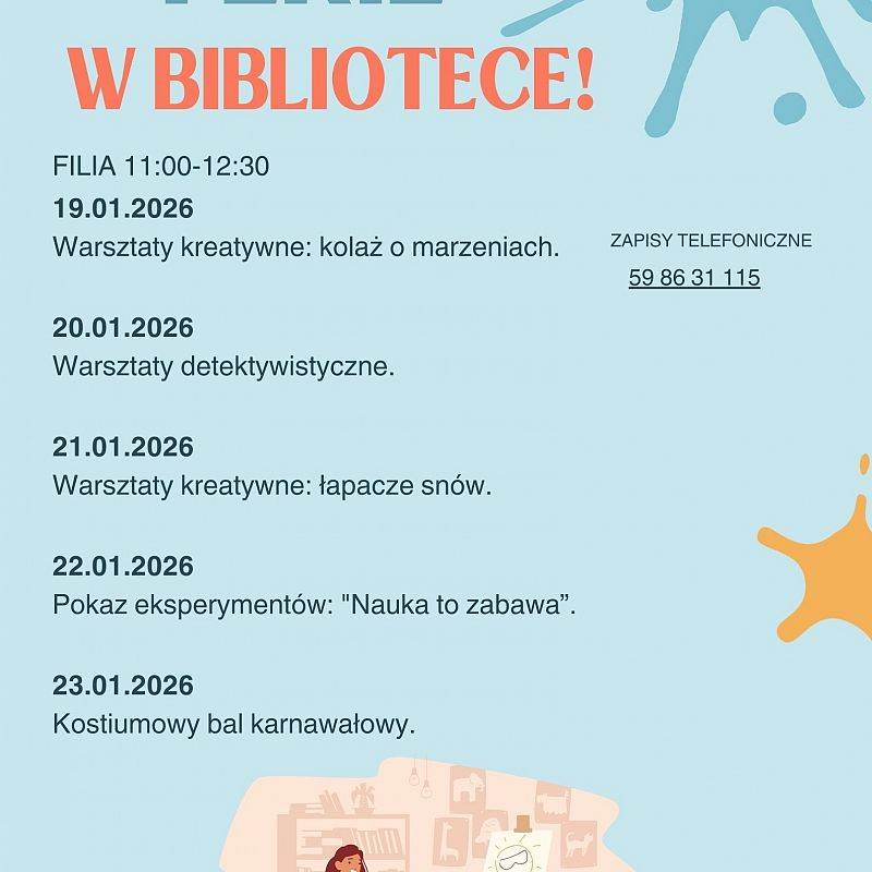 Grafika 1: Ferie w Bibliotece 2026