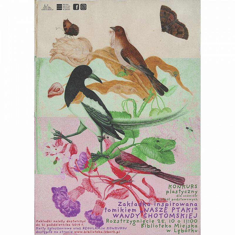 Grafika 1: KONKURS PLASTYCZNY na zakładki inspirowane wierszami Wandy Chotomskiej z tomiku Nasze ptaki